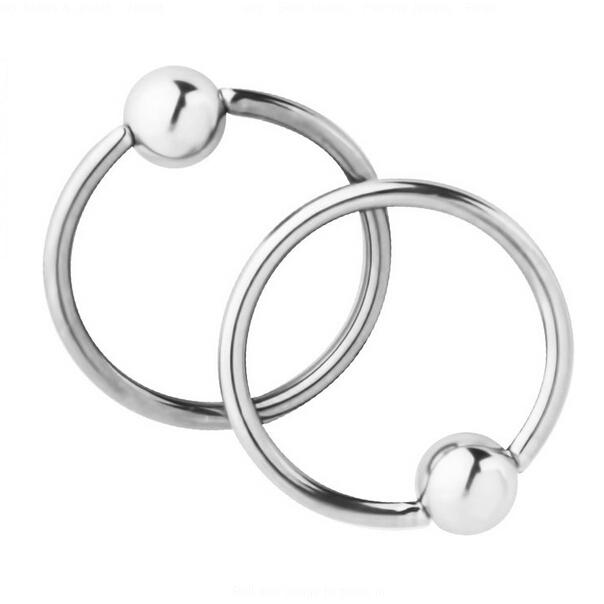 1 Pairs Stainless Steel Nose Tragus Lip Captive Bead Hoop Ring Silver