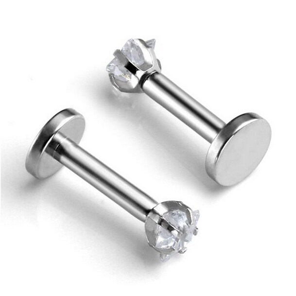 2pc Stainless Steel Star Zircon Cartilage Tragus Lip Earring Stud 8mm