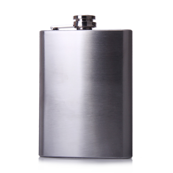 8oz Stainless Steel Liquor Hip Flask Screw Cap Silver