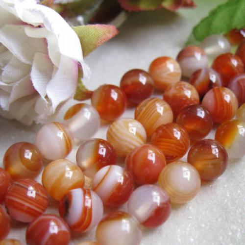 A Strand Fire Round Agate Gemstone Loose Beads 8mm / 14 Inch