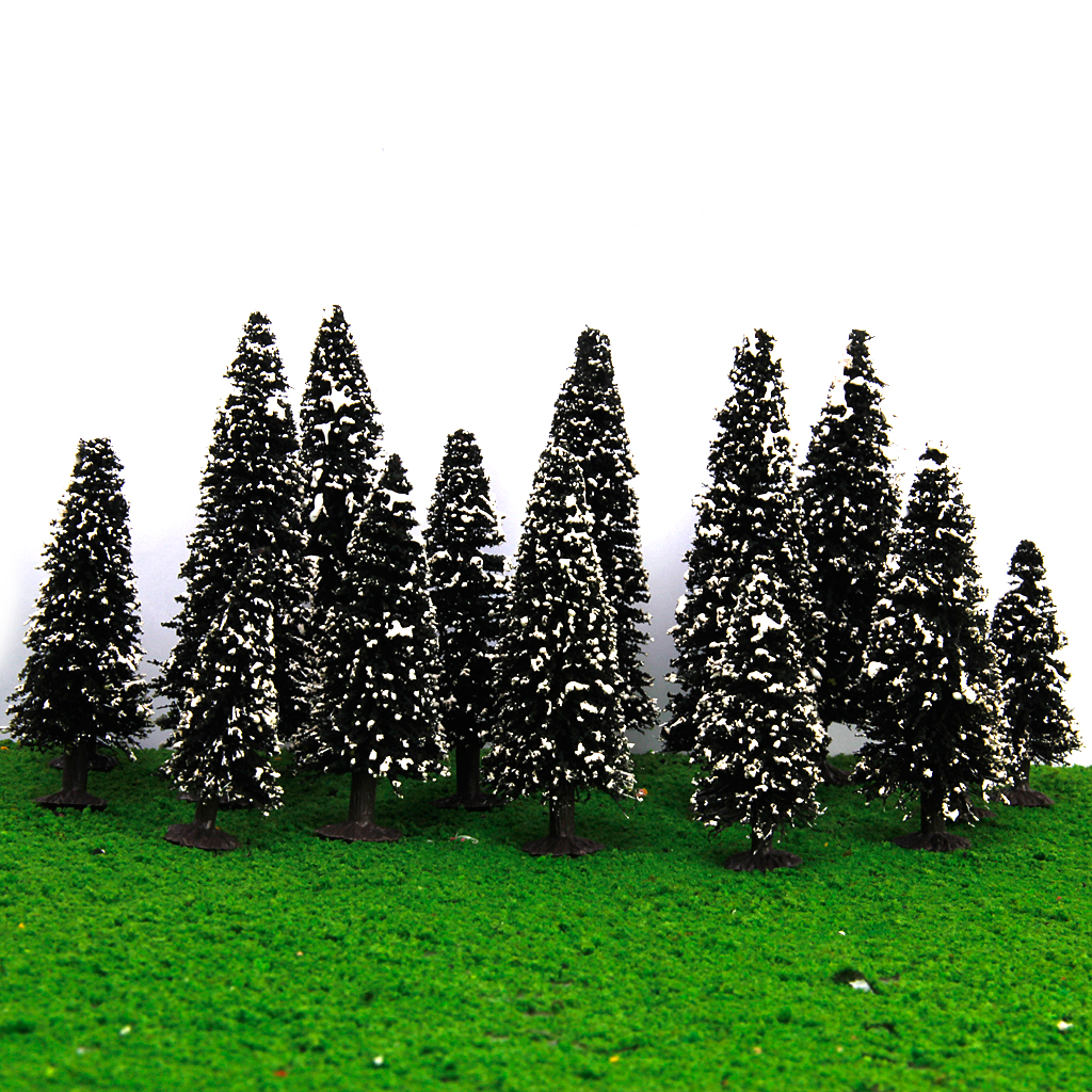 Set 15pcs Black Scenery Landscape Model Cedar Trees with PV Box