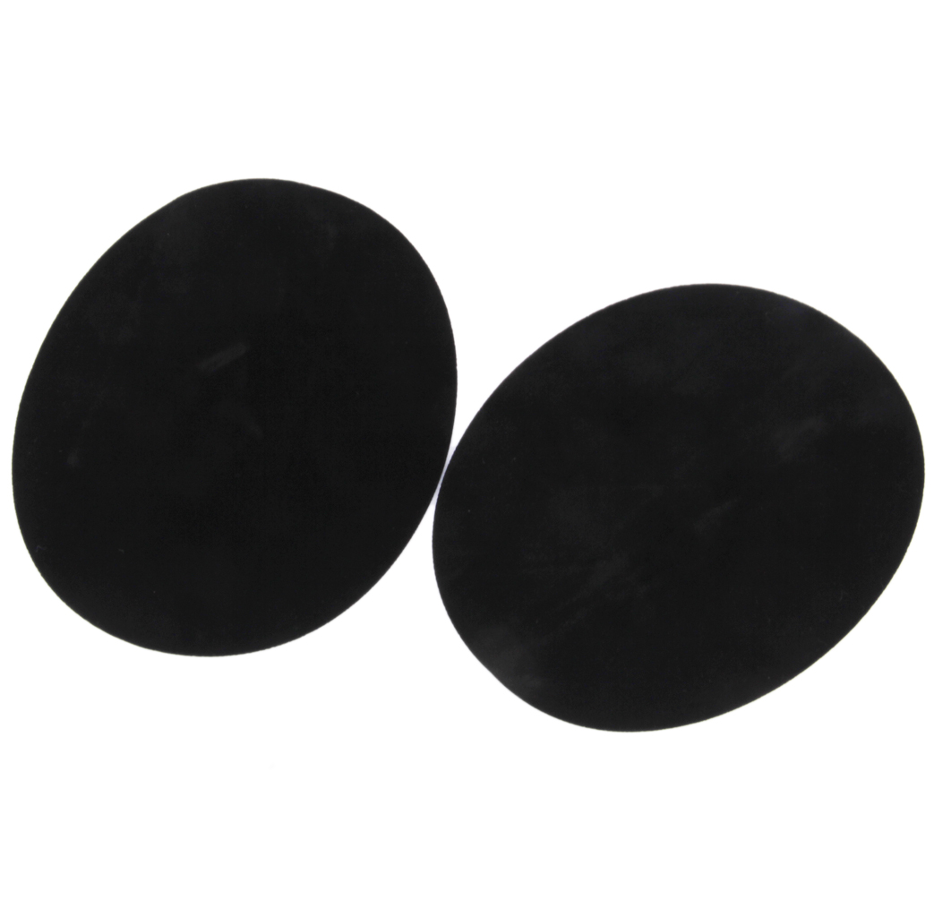 Pair of Oval Flocking Fabric Iron on Elbow Knee Patches Black   