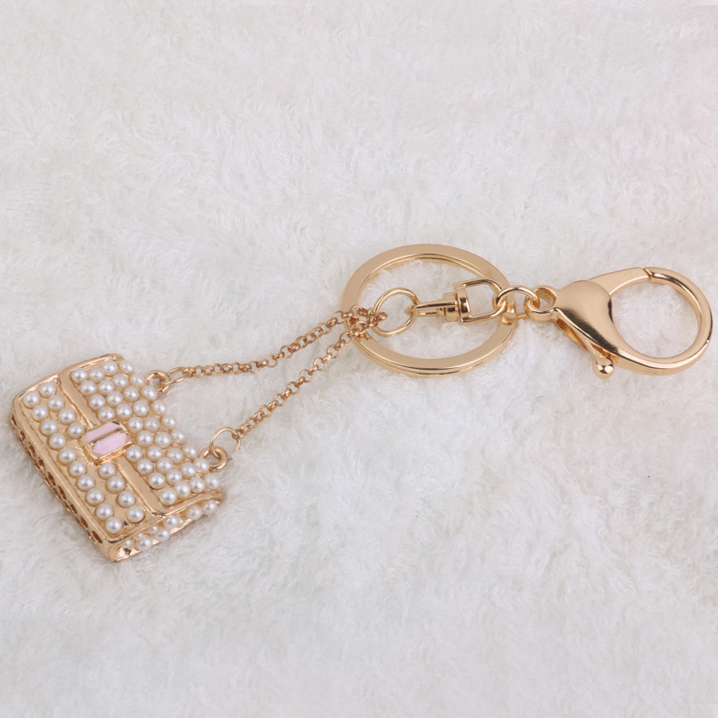 Cute 3D Pearls Handbag Charm Pendant Key Ring Key Chain