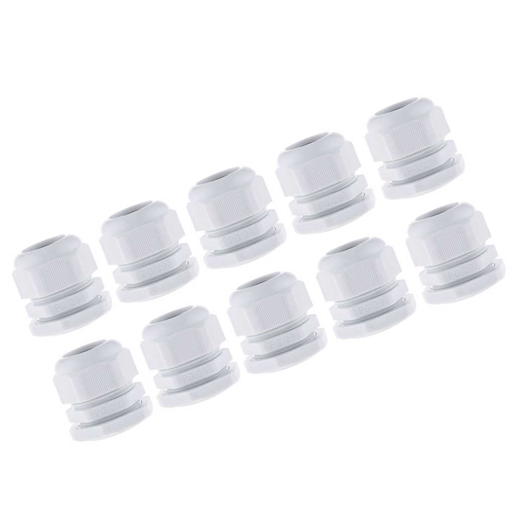 10PCS PG29 White Plastic IP68 Waterproof Cable Gland Connector 18-25mm
