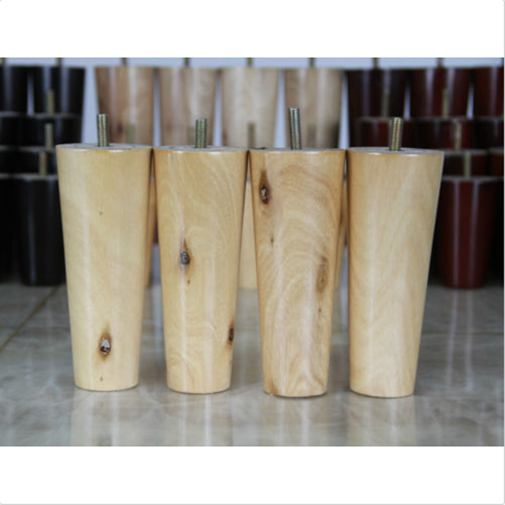 4pcs Cone Shape Eucalyptus Solid Wood Furniture Sofa Legs Natural 4*6*15cm
