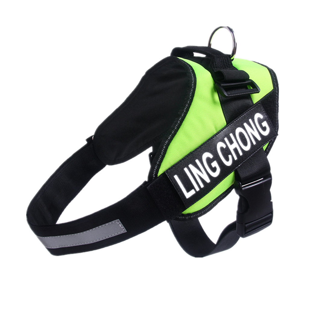 Adjustable Large Dog Chest Harness Strap Training Walk Collar Vest Green L