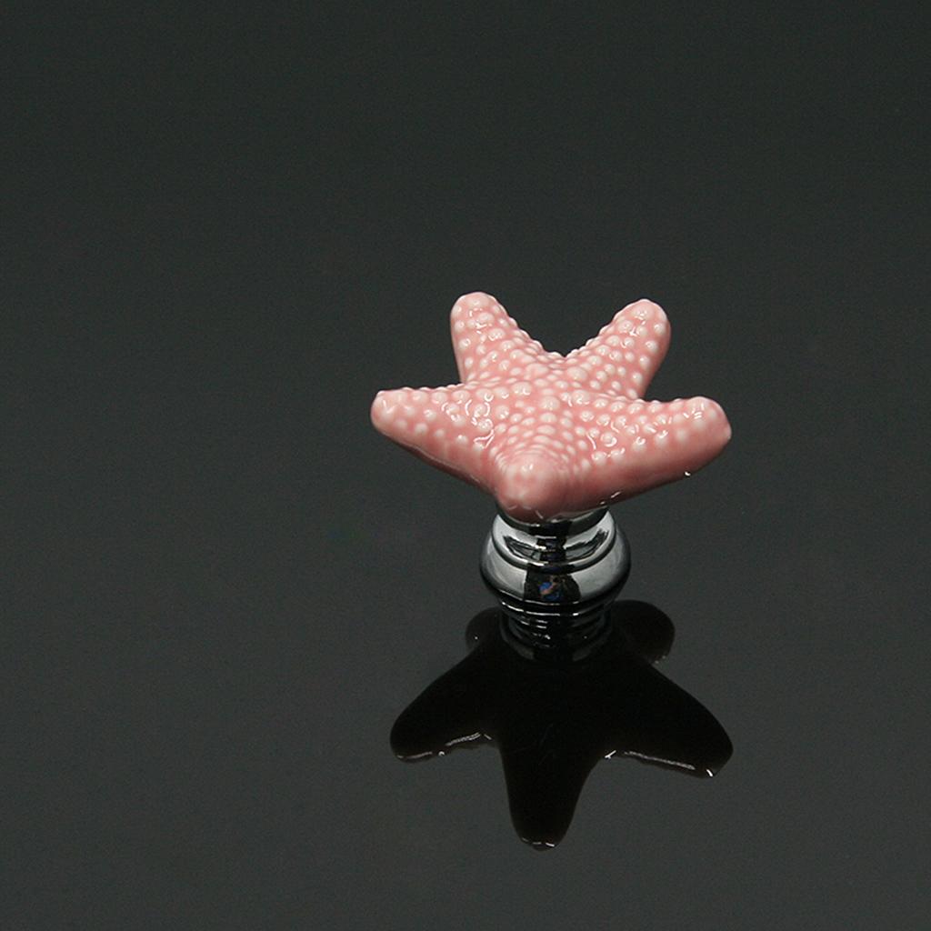 Creative Starfish Door Knob Cabinet Furniture Drawer Pull Handle-Pink