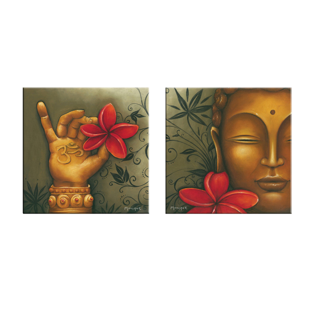Modern Abstract Canvas Painting #15 Buddha and Flower