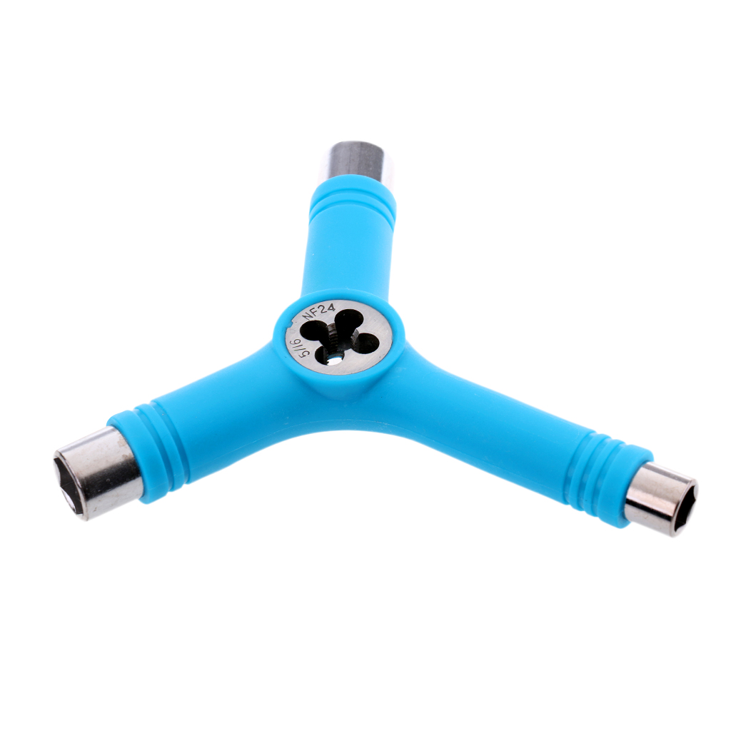 Multi-functional Skateboard Longboard Y-Tool Screwdriver Socket Wrench Blue