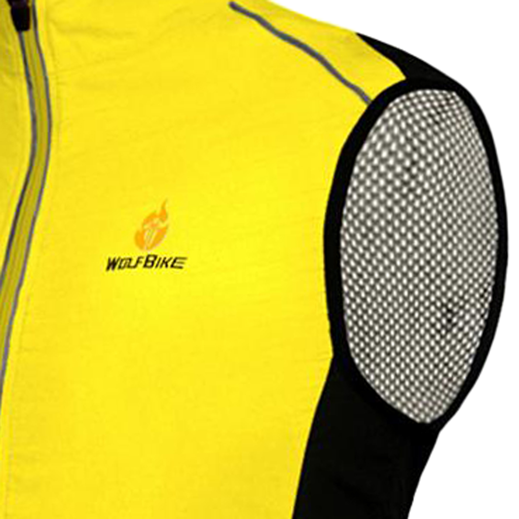 Unisex Reflective Bike Cycling Windproof Vest Running Sports Coat M Yellow