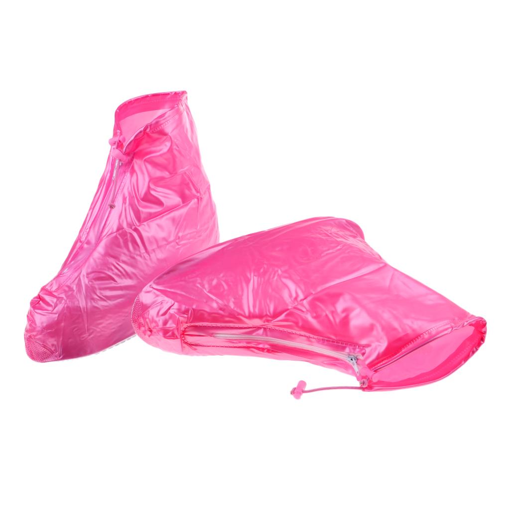 Shoes Cover Reusable Anti-slip Boots Zippered Overshoes Covers Pink M