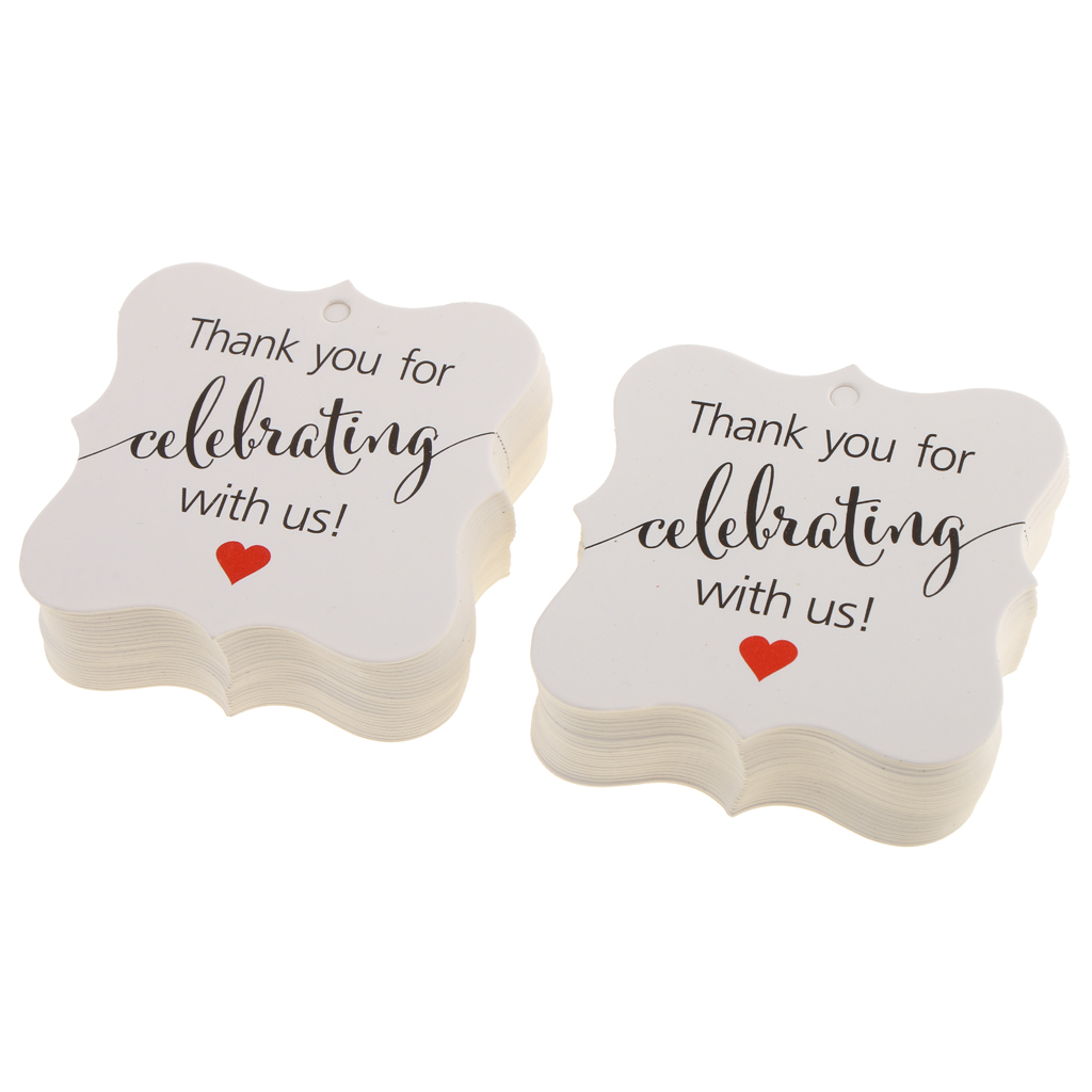100pcs Thank You Cards Gift Tags Wedding Engagement Party Favours Bomboniere