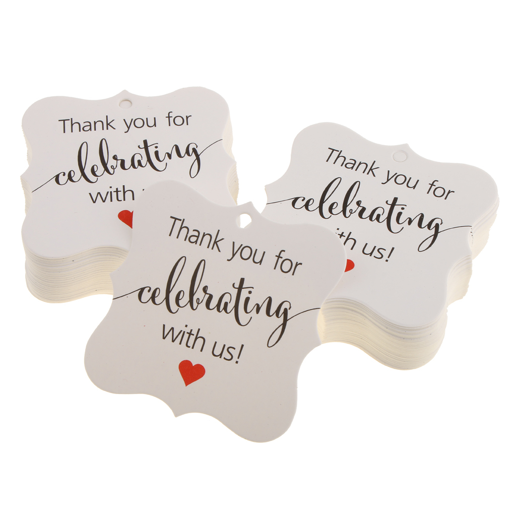 100pcs Thank You Cards Gift Tags Wedding Engagement Party Favours Bomboniere