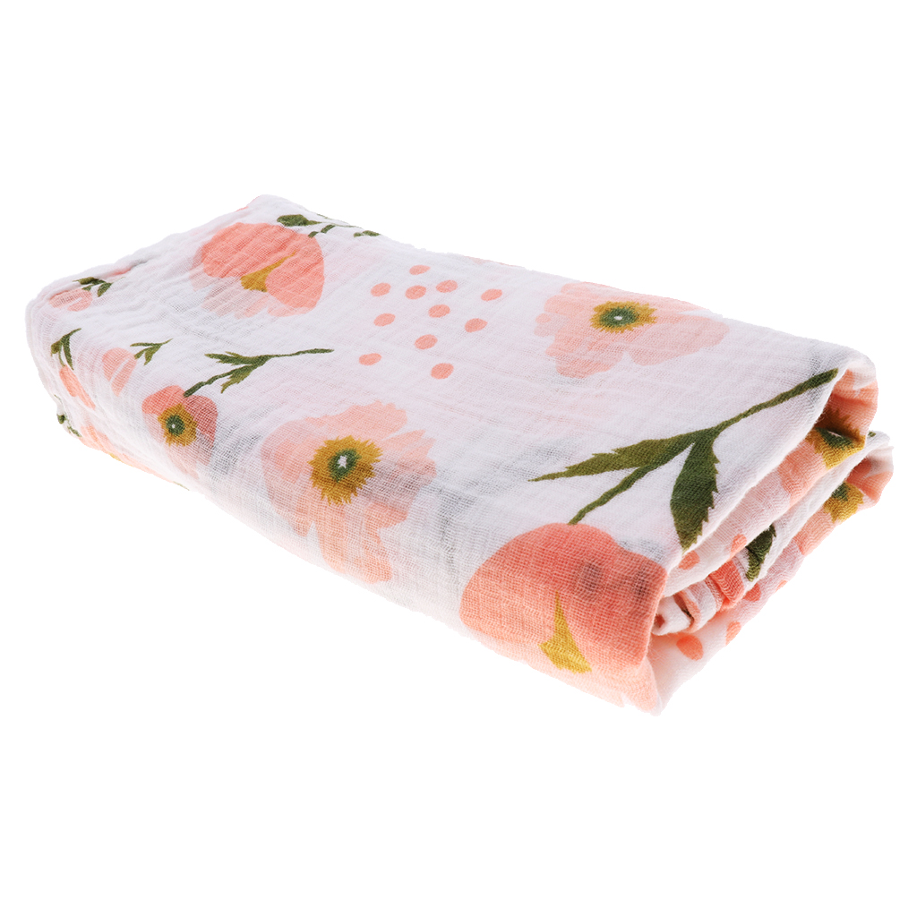 Soft Muslin Baby Swaddling Blanket Newborn Infant Cotton Swaddle Towel Flower