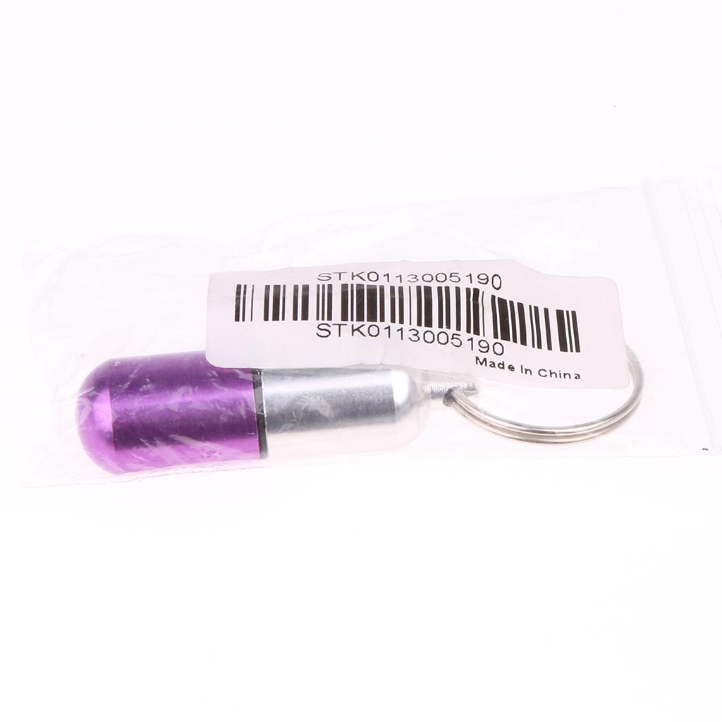 Aluminum Alloy Water-proof Air-tight Large Volume Pill Fob Pill Case Pill Box Pill Holder with Keychain - Purple