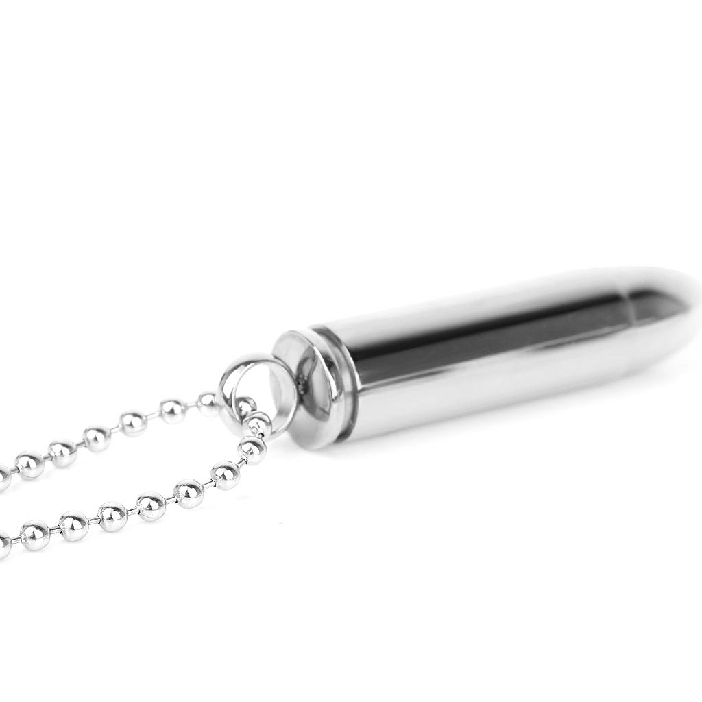 Cremation Urn Ash Holder Pill Case Vial Bullet Pendant Necklace silver1