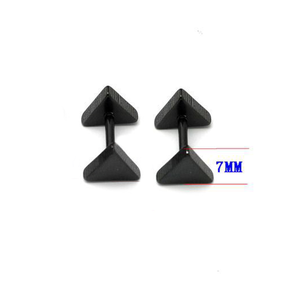 Unisex 316L Stainless Steel Black Triangle Screw Stud Earrings Jewelry Gift