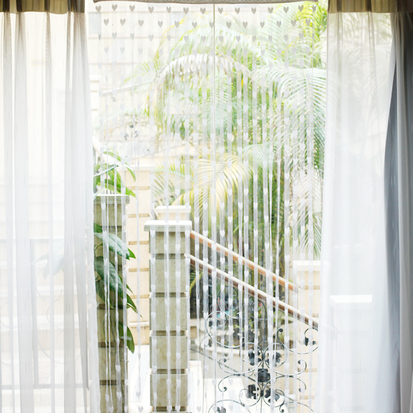Heart Tassel String Door Curtain Window Room Divider - White