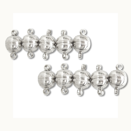 8mm Nickel Plated Round Magnetic Clasps 10 Sets