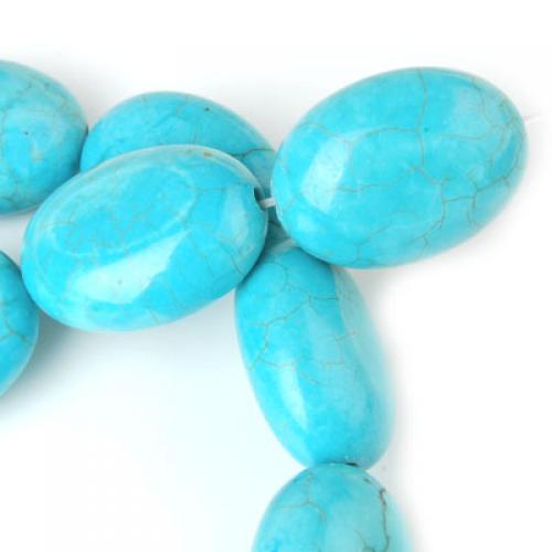 Turquoise Flat Oval Gemstone Loose Stone Beads 15.7Inch