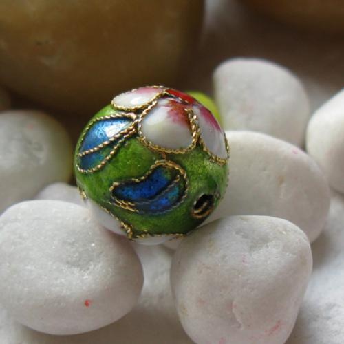 12mm Beautiful Cloisonne Round Bead---- Bright green
