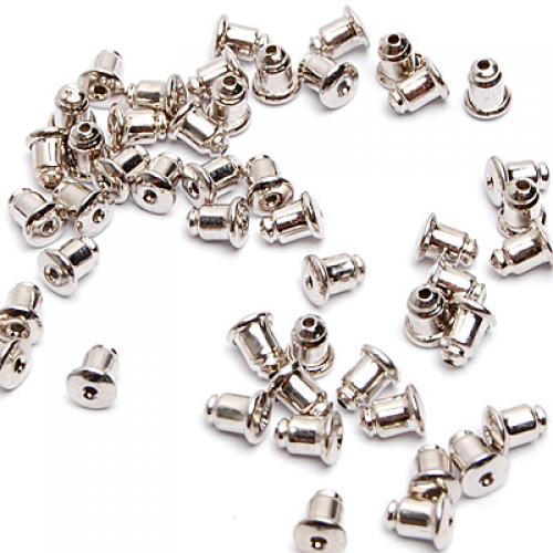 50 Pcs Bullet Silver Tone Earring Back Stoppers