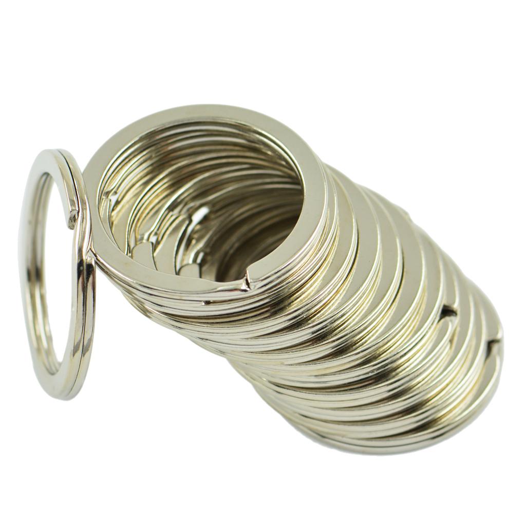 Wholesale Lot 10pcs Split Flat Key Rings 32mm Silver