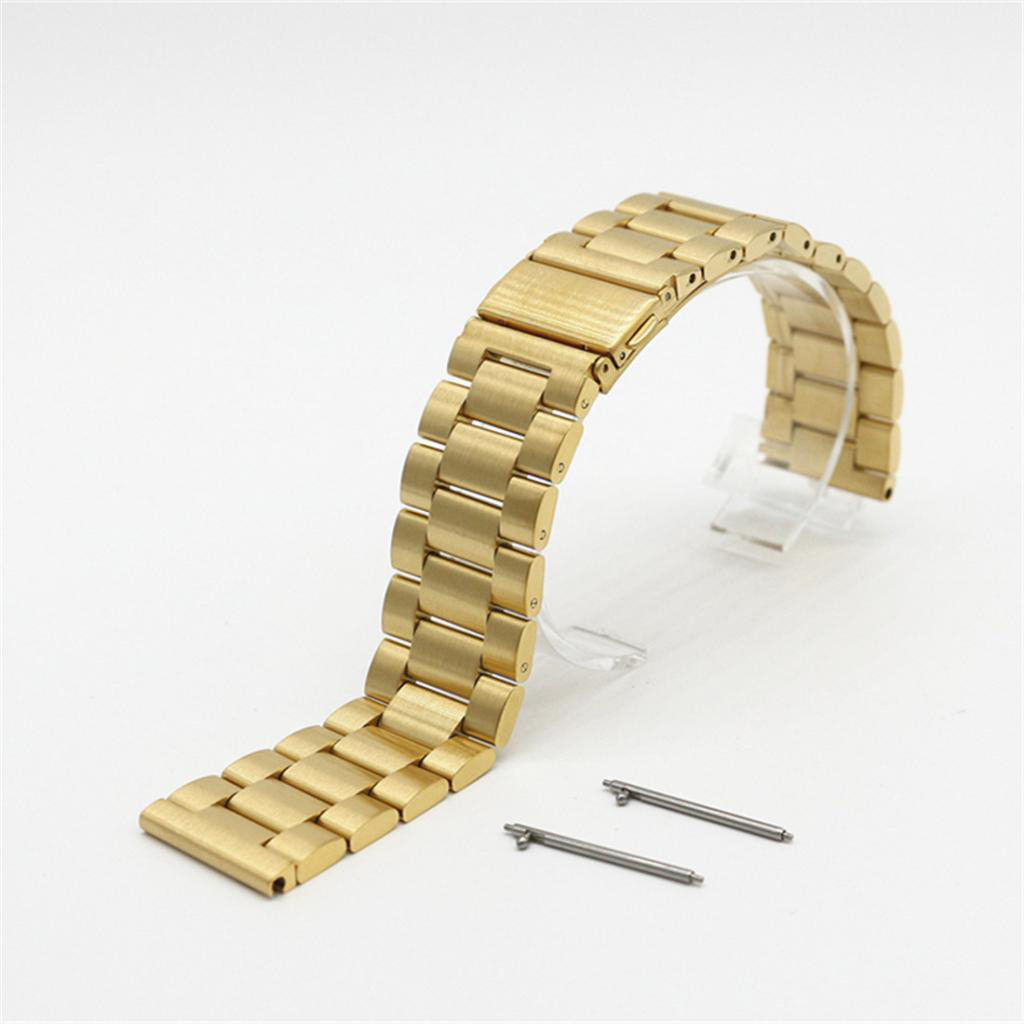 Universal 22mm Width Strap Smart Watch Stainless Steel Wrist Band Gold