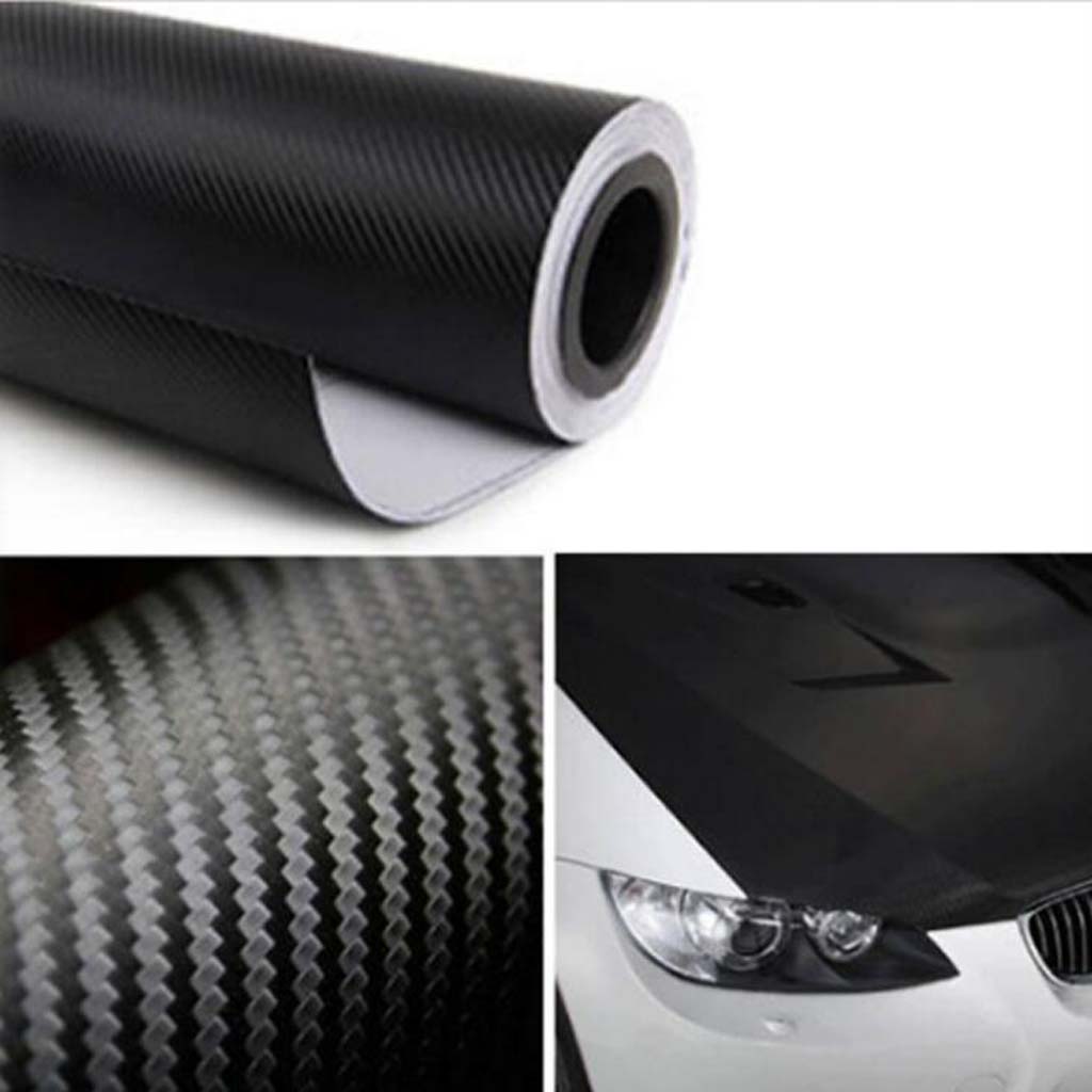 Auto Shiny 3D Carbon Fiber Film Wrap Decal  Sticker Sheet Black