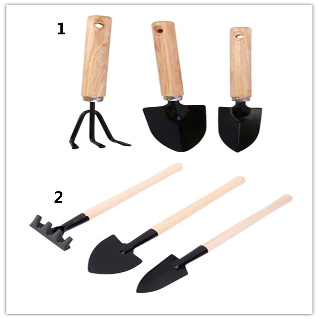 1Set Shovel Rake Spade Wood Handle Metal Head Kids Tool Mini Gardening Tools