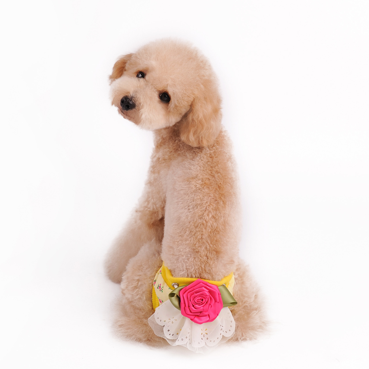 Pet Dog Puppy Female Sanitary Clothes Physiological Diaper Dark Yellow M