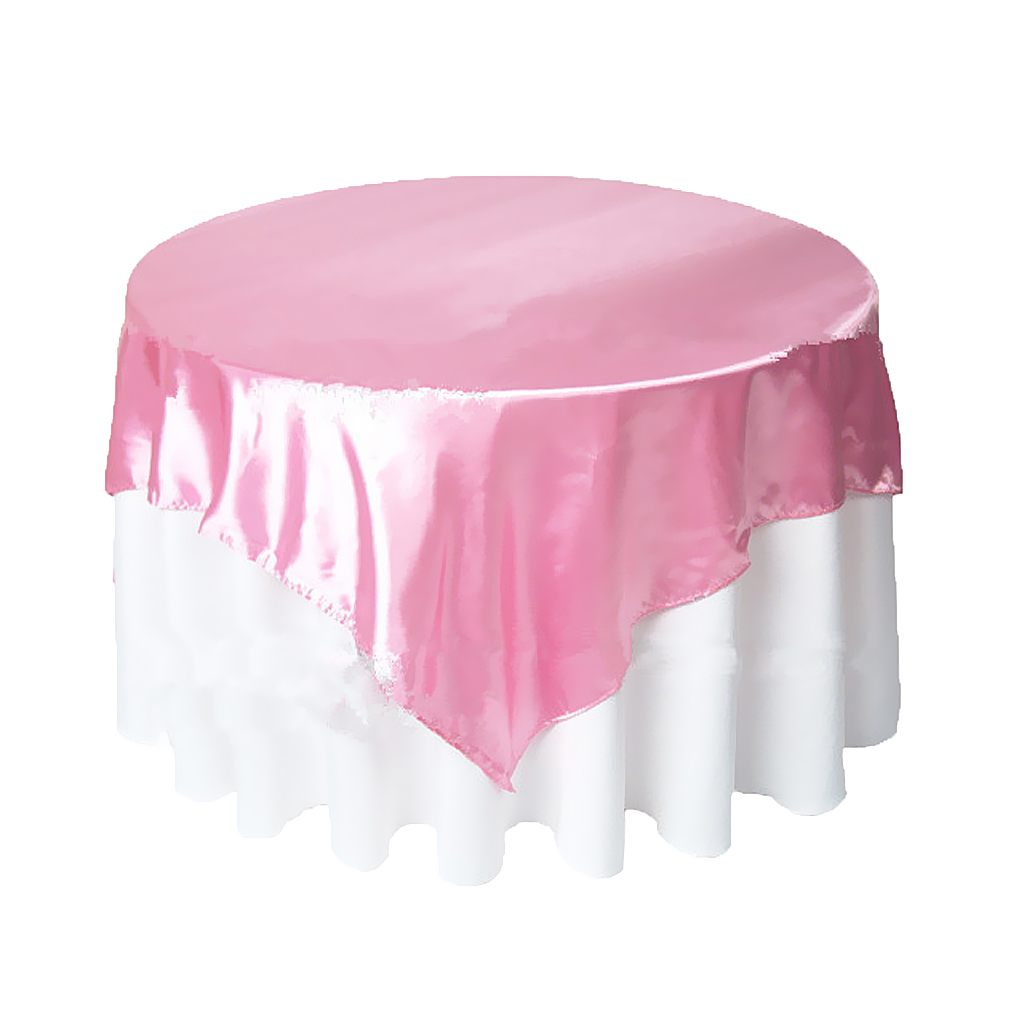 57'' Tablecloth Table Cover Square Satin Banquet Wedding Party Decor-Pink