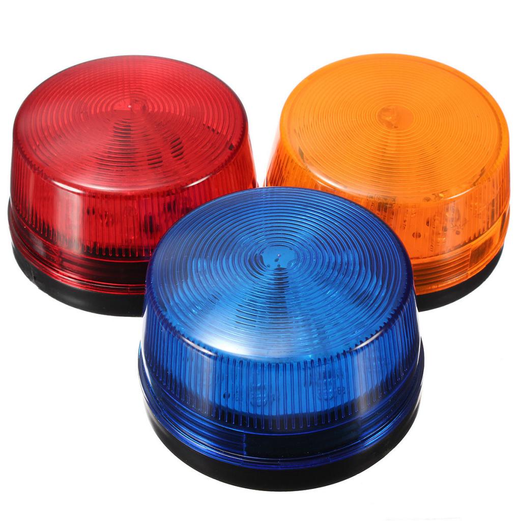 12V Round Safety Alarm Security Post Caution Flash Warning LED Light Orange