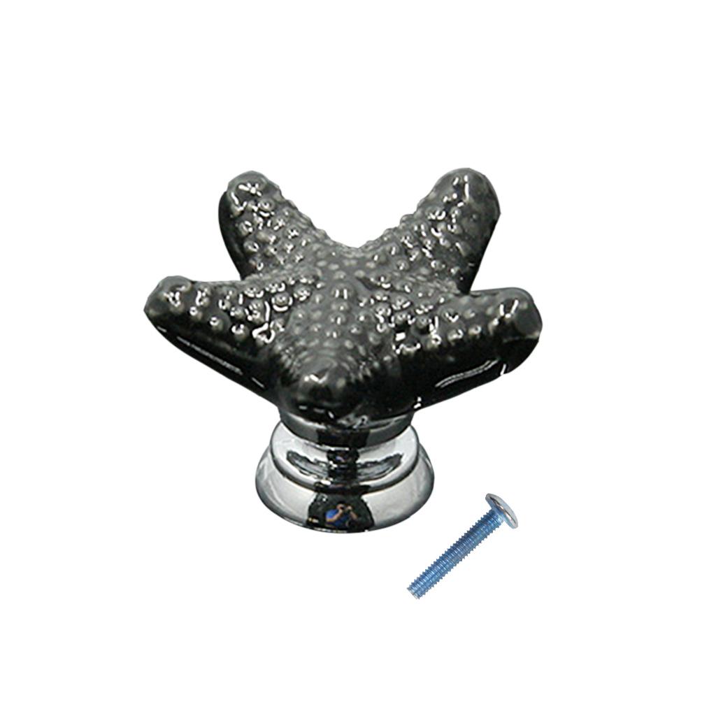 Creative Starfish Door Knob Cabinet Furniture Drawer Pull Handle-Black