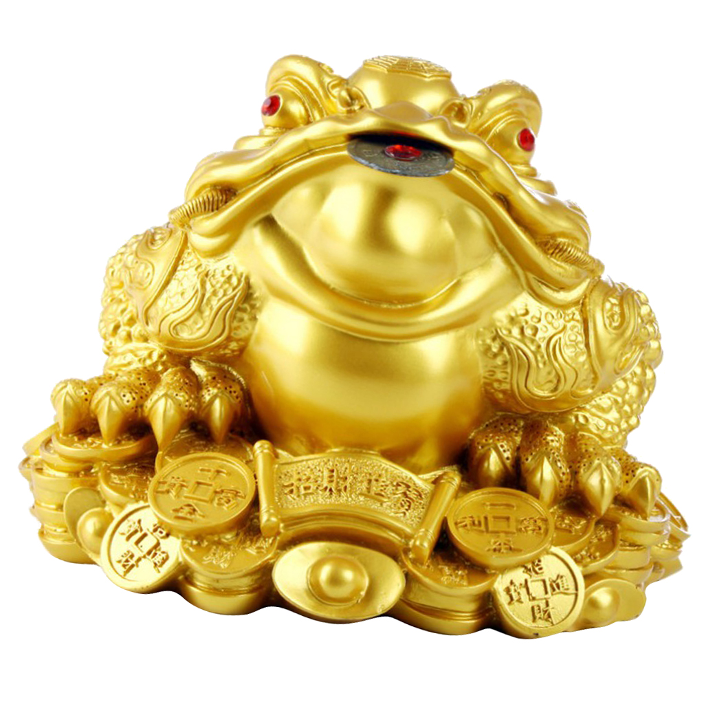Lucky Waving Money Toad Frog Chinese Feng Shui Decor #6 Gold 