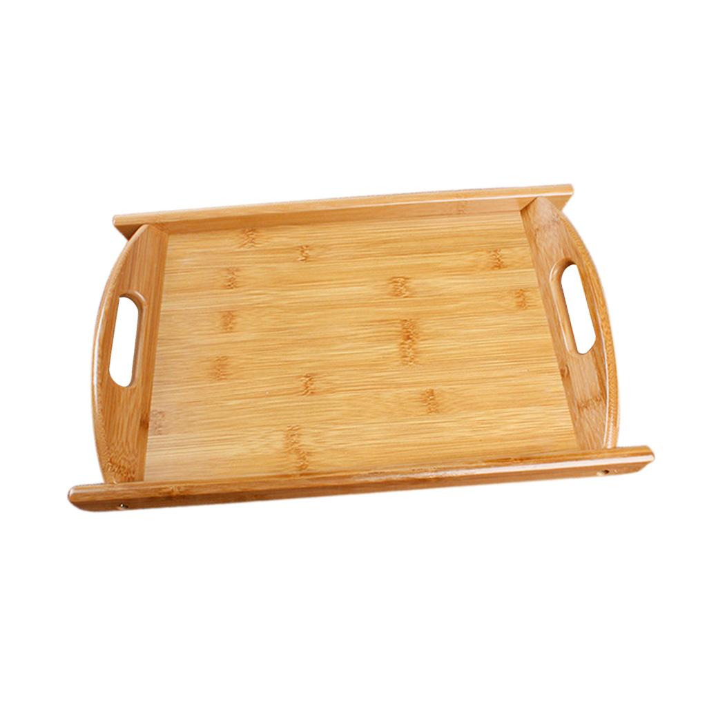 Bamboo Serving Tray Multi Functional Wooden Butlers Tray with Handles S