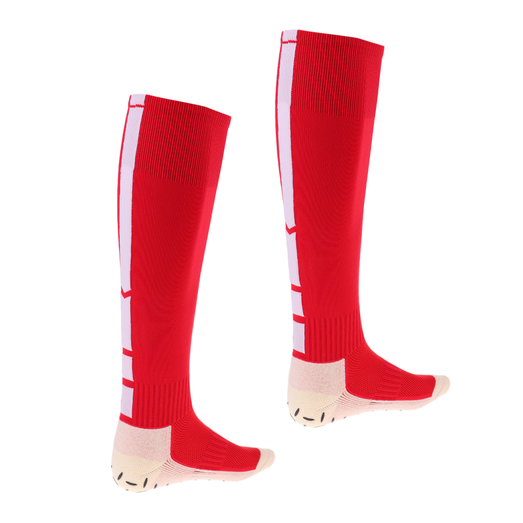 Football Soccer Sports Compression Socks Anti Slip Slipper Socks Red