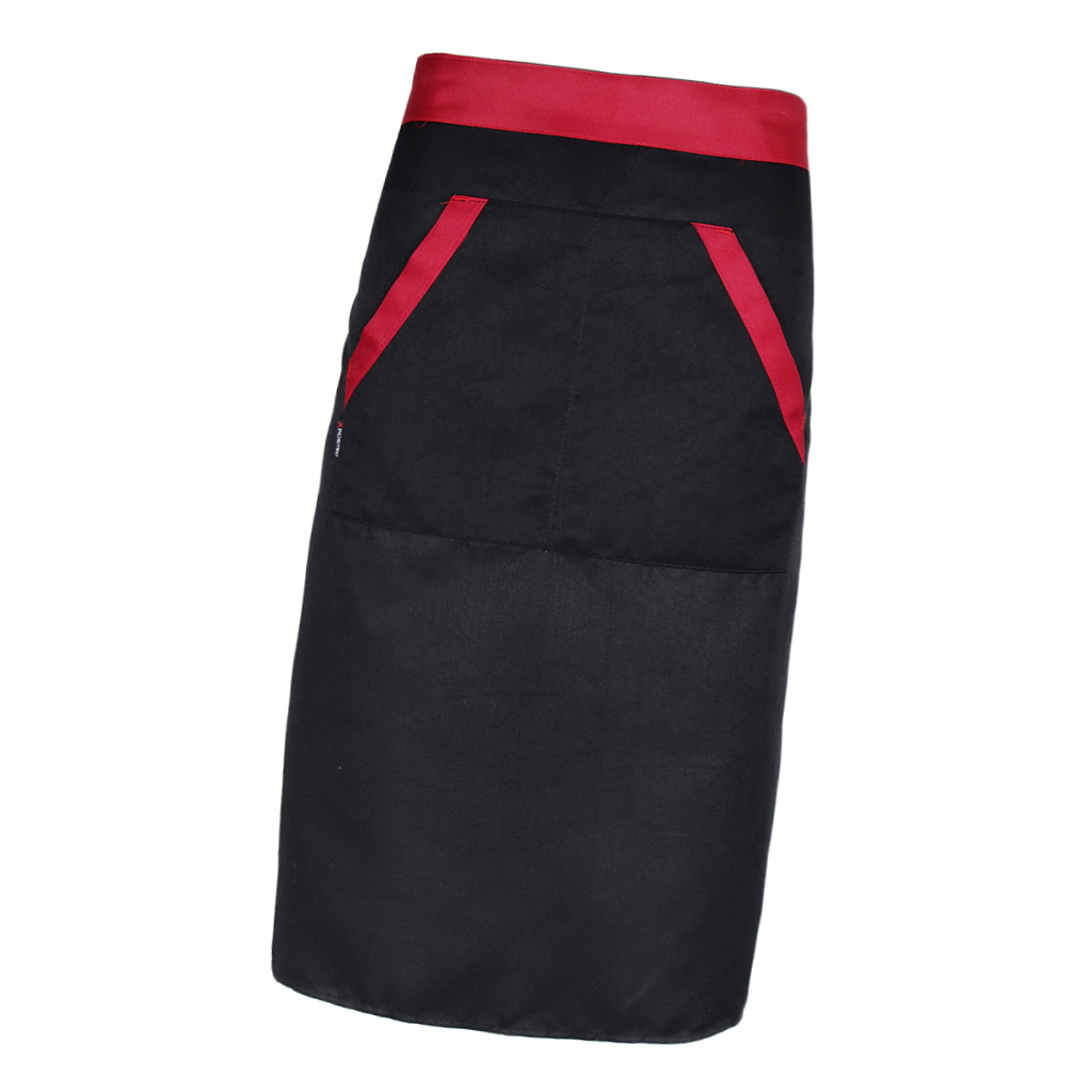 Unisex Chef Works Bistro Apron Half Apron Waist Tie Apron 2 Pockets Black
