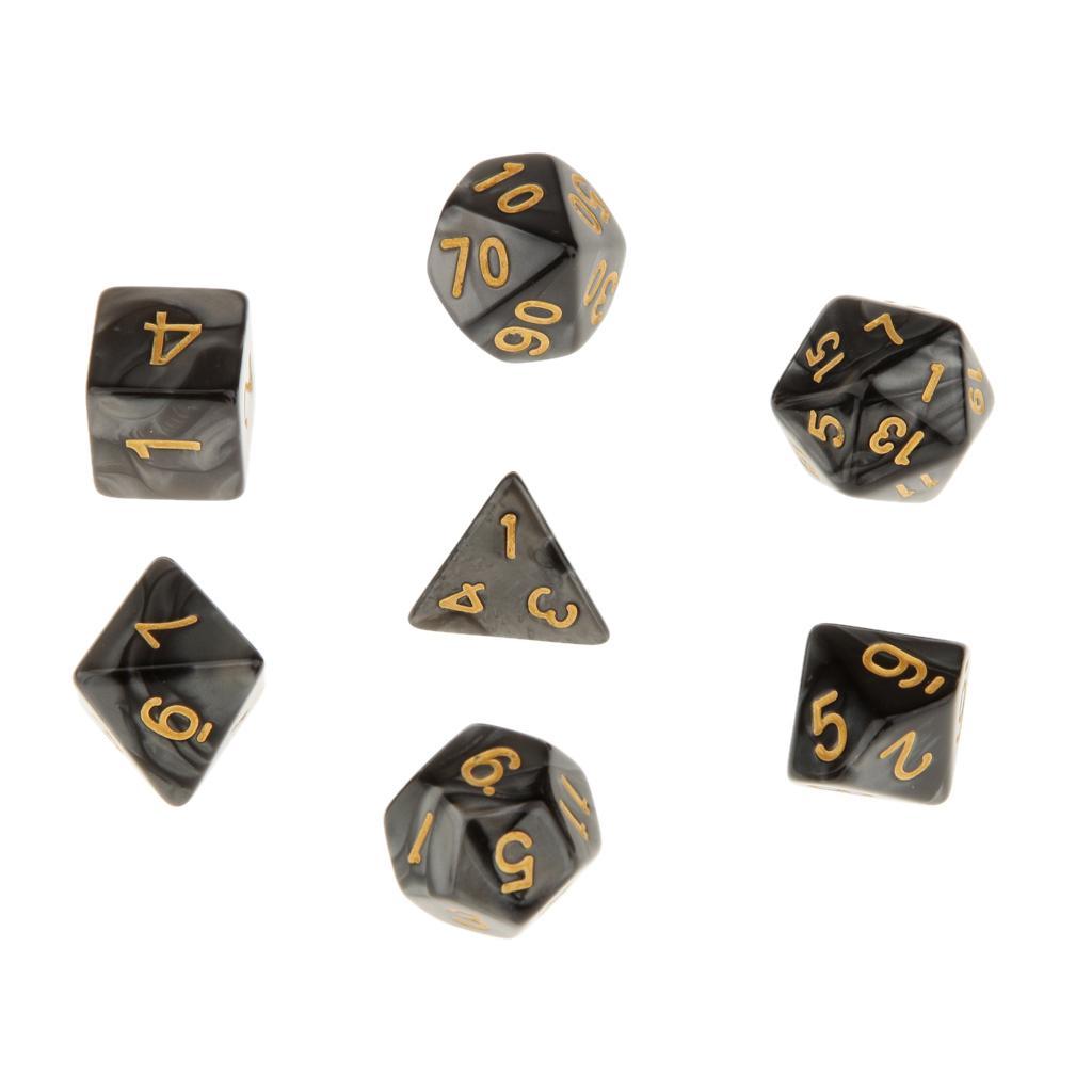 7PCS Polyhedral Dice for Dungeons and Dragons DND D20 D12 D10 D8 D6 Table Games