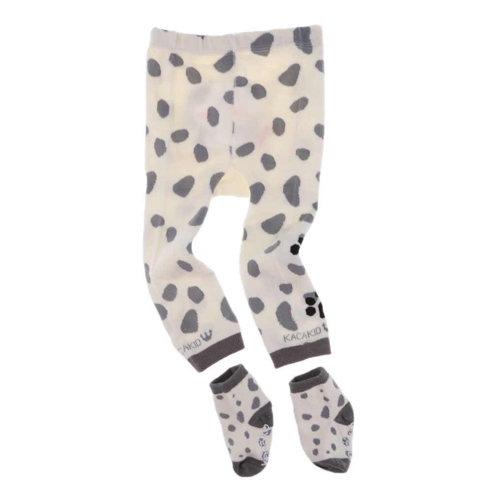 Boys Girls Warm Animal Cartoon Leggings PP Pants with Socks White Dog