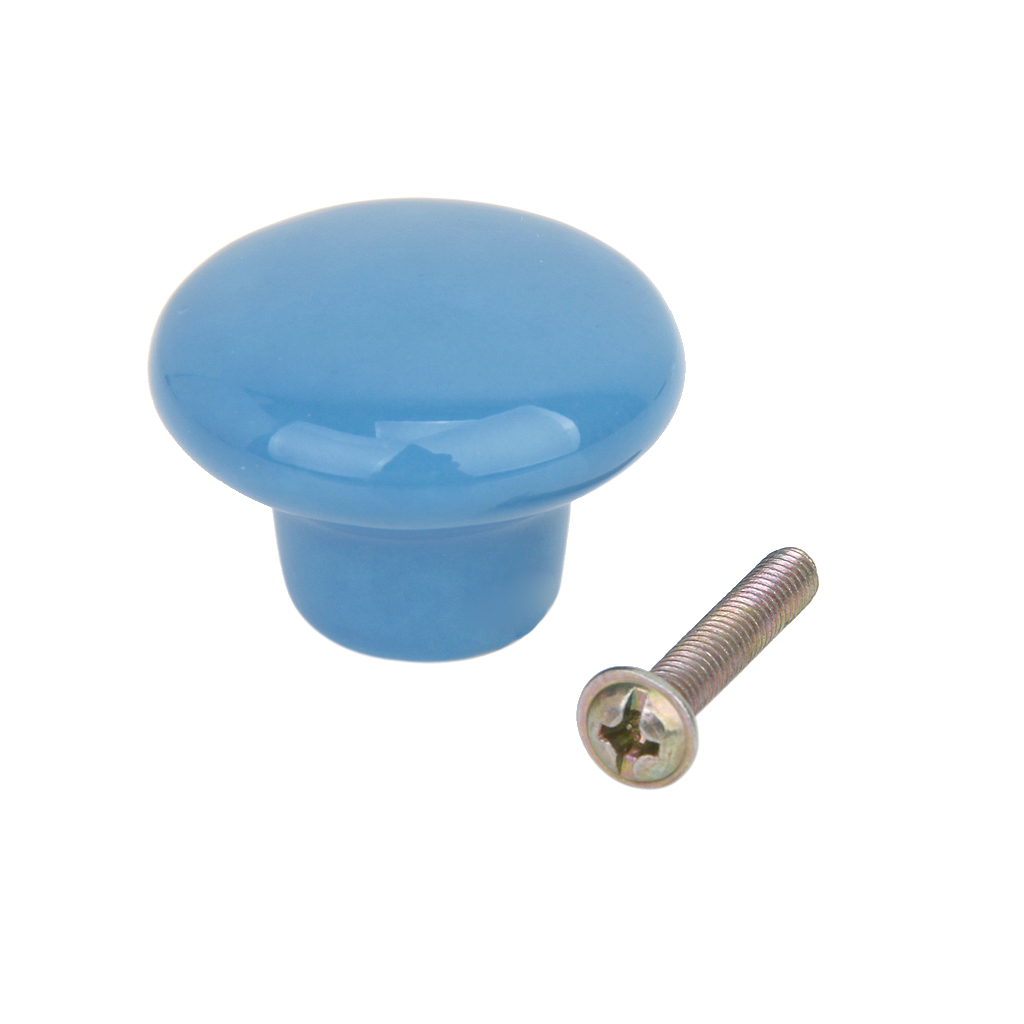 Blue Round Ceramic Kitchen Cabinet Cupboard Handles Pull Knob