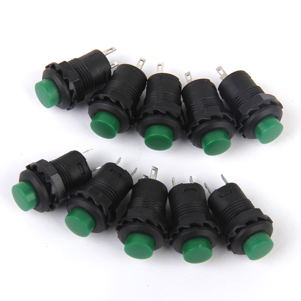 10 x Car Boat Locking Dash OFF-ON Push Button Switch Green