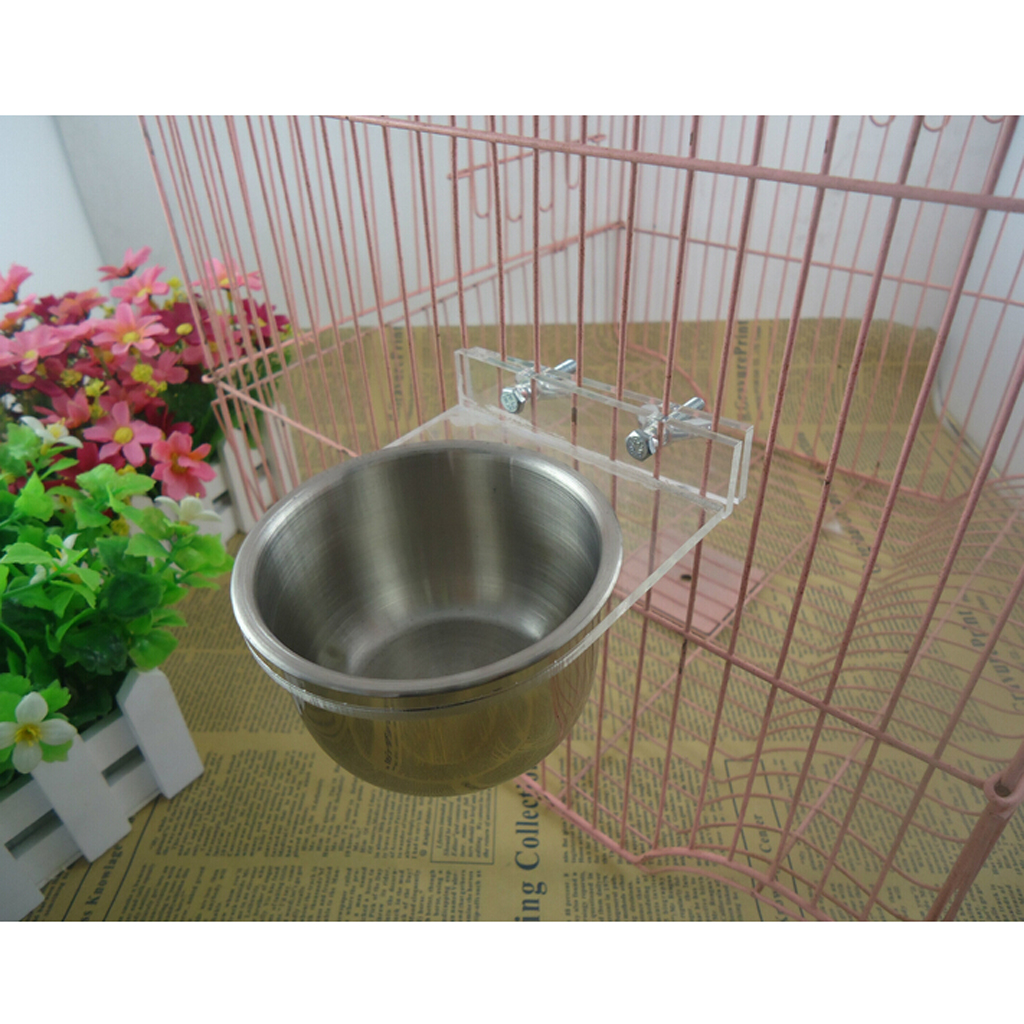 Crates Squirrels Parrot Cages Feeder Pet Stainless Steel Food Water Bowl