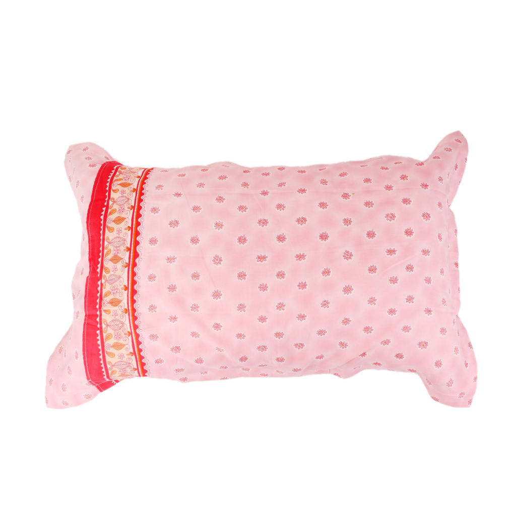 Silk Pillowcase Pillowslip Cover with Cotton Underside Pink Flower