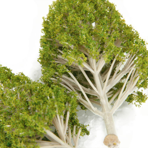 5pcs 2.56 Inch - 5.12 Inch White Poplar Model Trees - Light Green Leaves