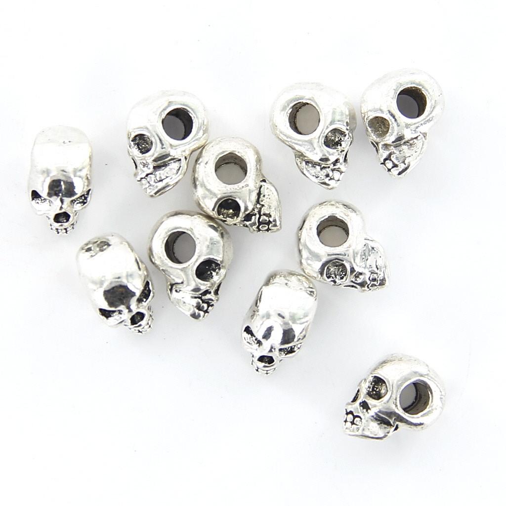 10pcs Retro Skull Spacer Beads - Antique silver