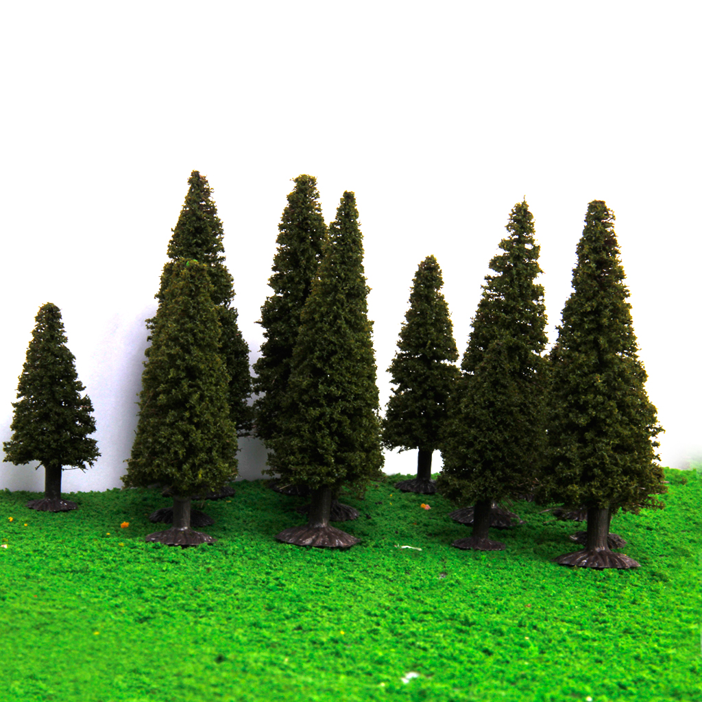 Set 15pcs Green Scenery Landscape Model Cedar Trees with PV Box