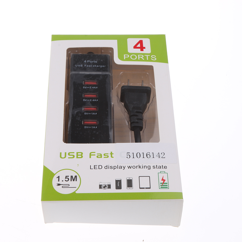 4Port USB3.0 Hi-Speed Compact Hub Adapter Socket For PC Laptop US Plug Black