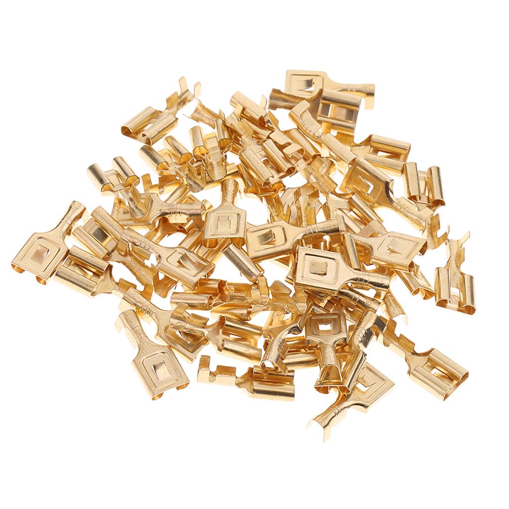 High Quality 50Pcs Brass Crimp Terminal Cable Locking Female Spade 7.8mm