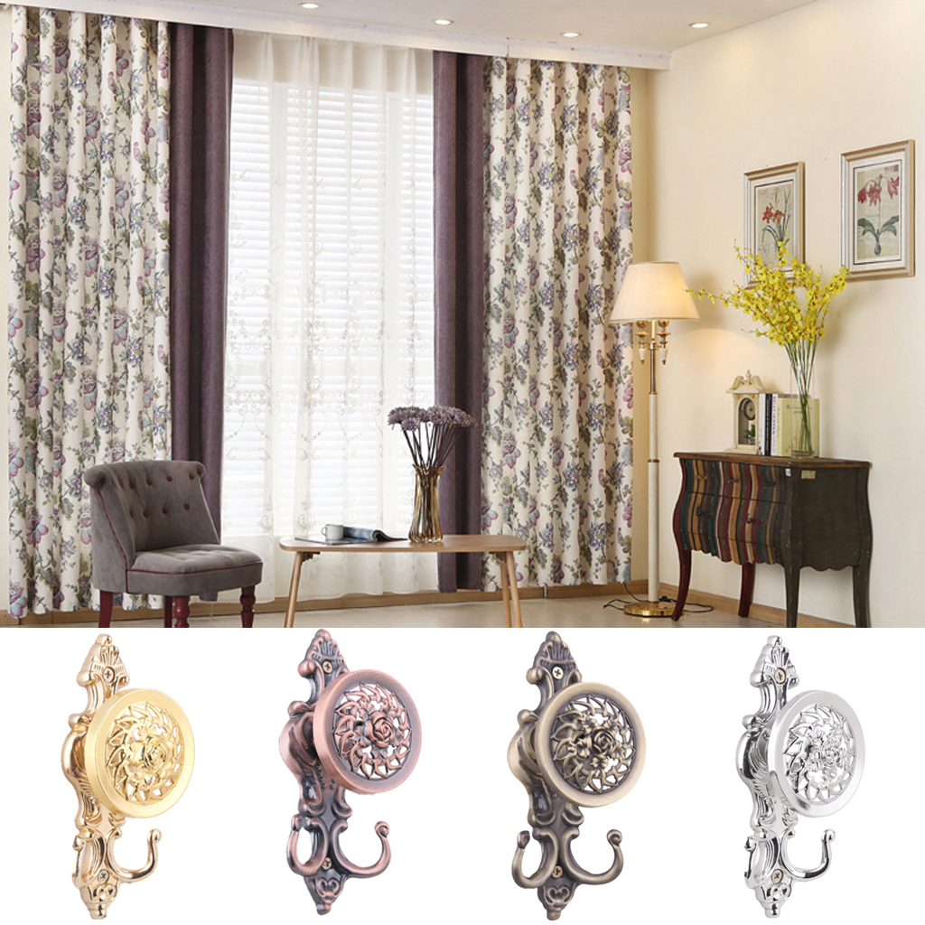 2x Wall Mounted Curtain Holdback Bag Clothes Towel Hook Hanger Holder Copper